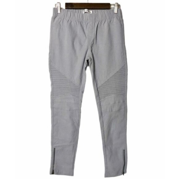 Boutique Tickled Teal Gray Ankle Zip Moto Leggings S - Picture 2 of 5